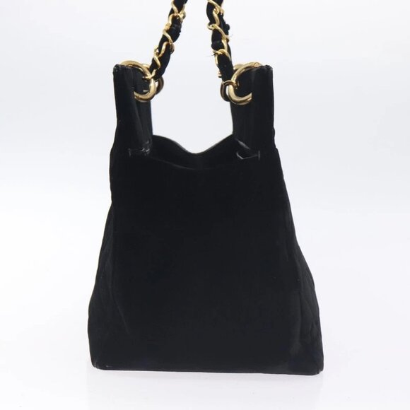 CHANEL Matelasse COCO Mark Chain Hand Bag Velor Black Silver CC Auth 130198 - Picture 4 of 16